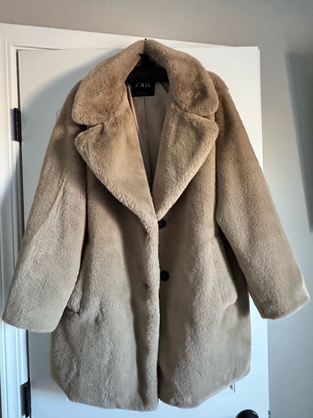 Zara Cream Teddy Faux Fur Coat
